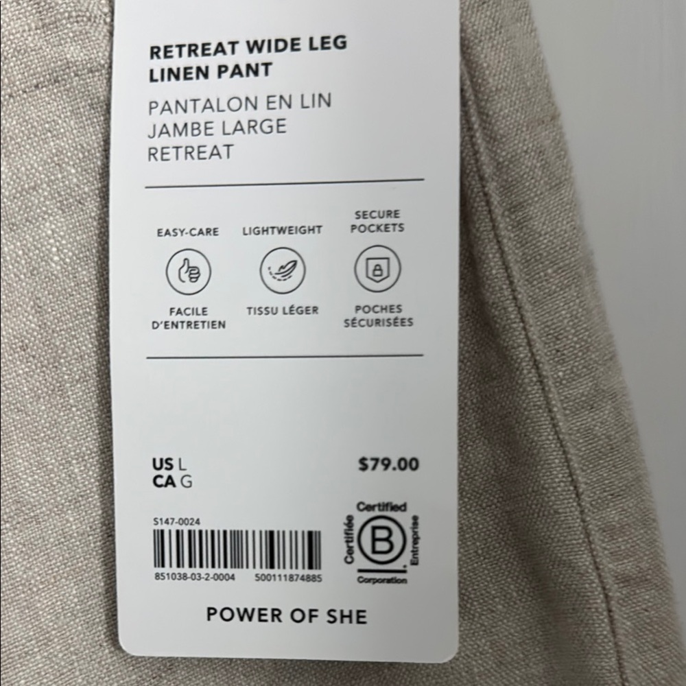 Athleta Retreat Wide Leg Linen Pant - Beige